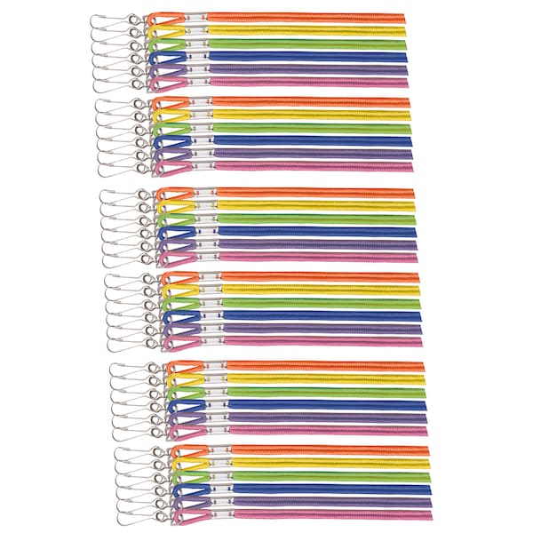 Assorted Neon Nylon Lanyards, Assorted Colors, PK36